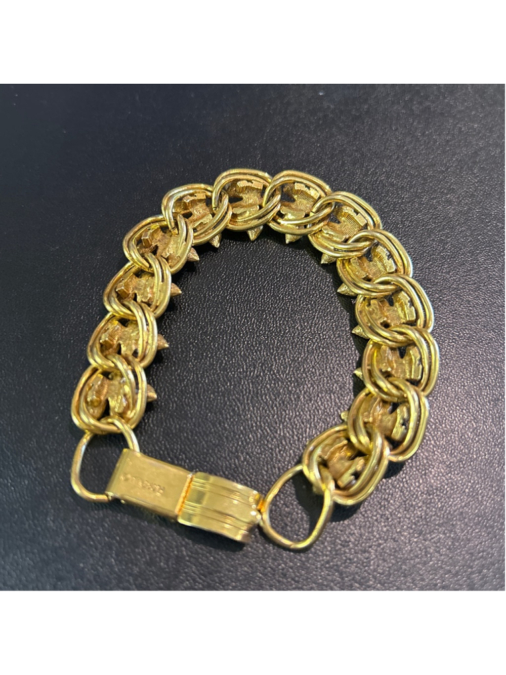 Women's Florenza Gold Tone Floral Bracelet with Blue Accents, size 6.5 - Picture 2 of 4